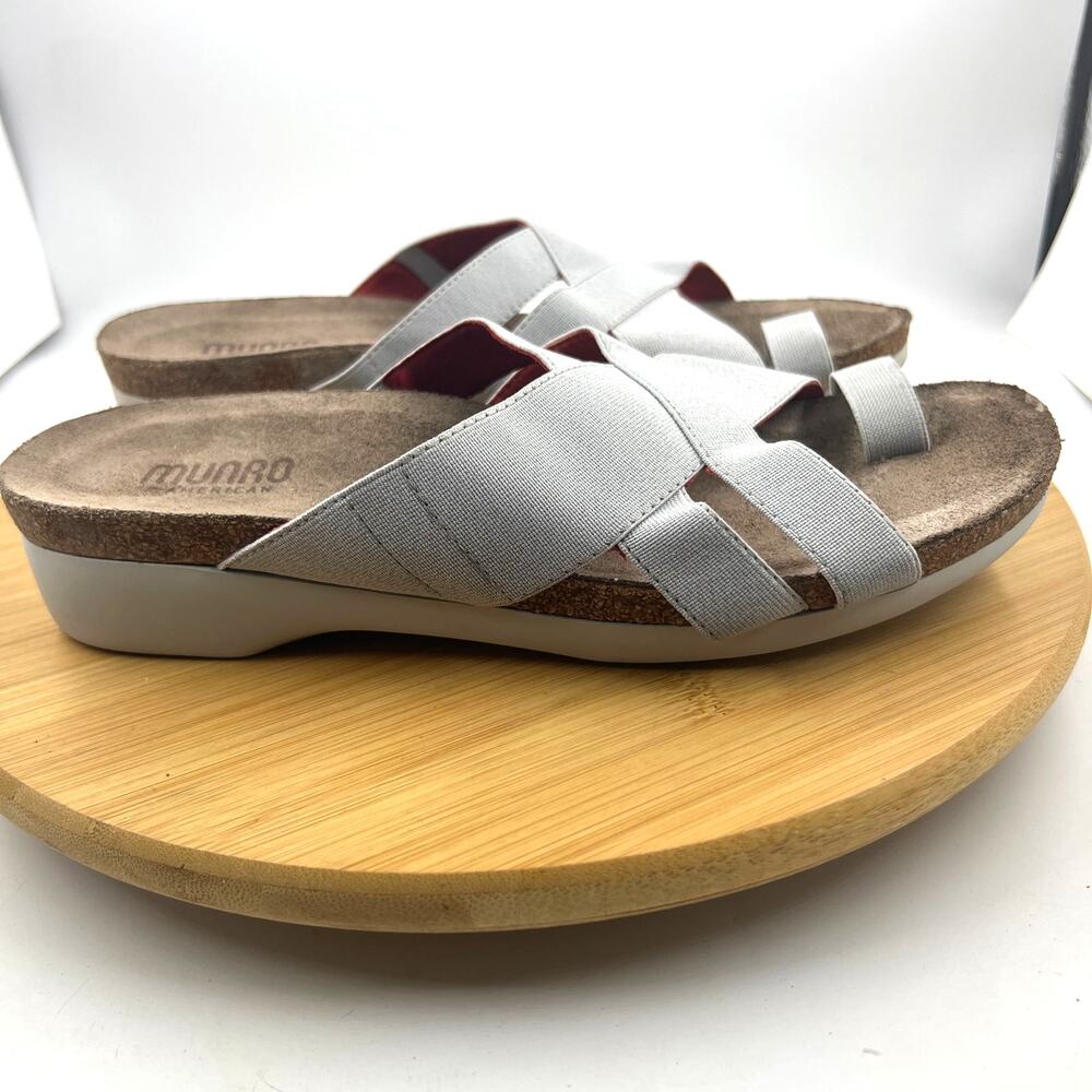 Munro American Delphi Comfort Sandals Women’s 8.5 Gray Cork Footbed Walking